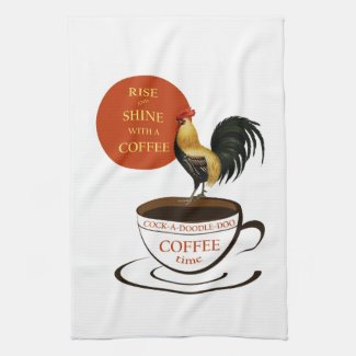 Vintage Coffee Ad, with Rooster Kitchen Towel