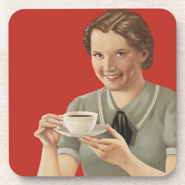 Vintage Coffee Advertisement Beverage Coaster (Front)