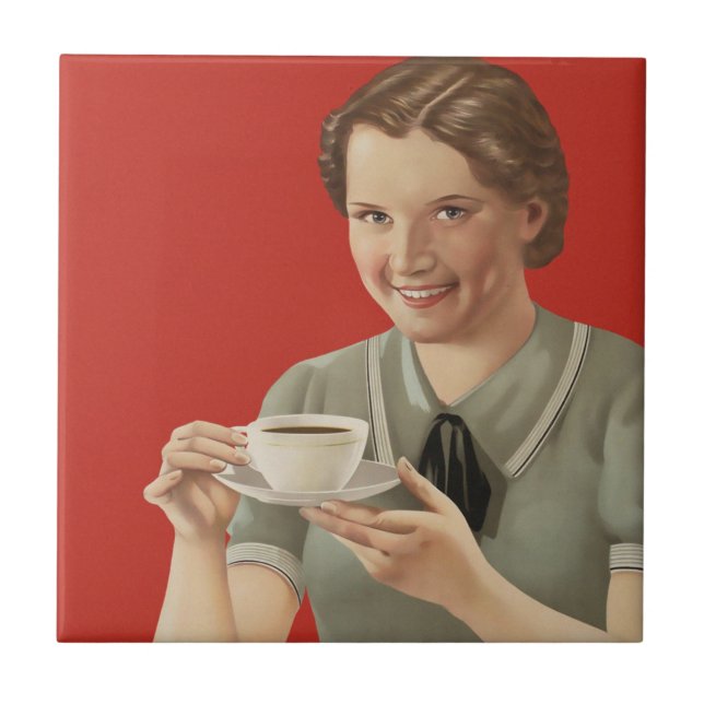 Vintage Coffee Advertisement Ceramic Tile (Front)