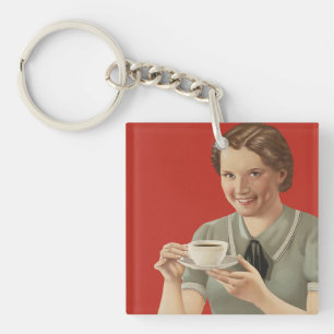 Vintage Coffee Advertisement Keychain