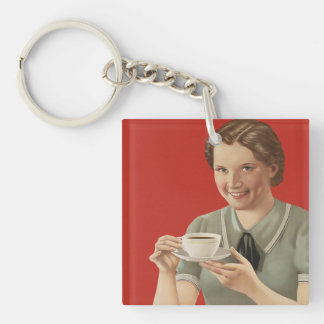 Vintage Coffee Advertisement Keychain