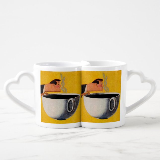Vintage Coffee Advertisement Mug Set (Front Nesting)