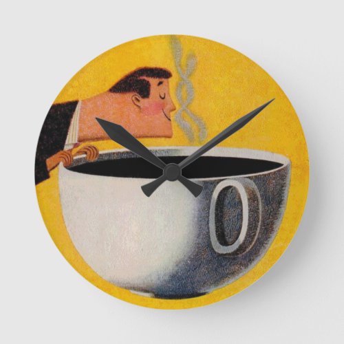 Vintage Coffee Advertisement Round Clock