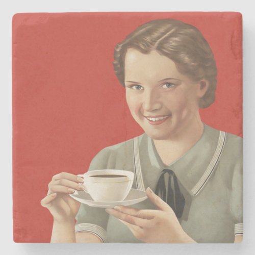 Vintage Coffee Advertisement Stone Coaster