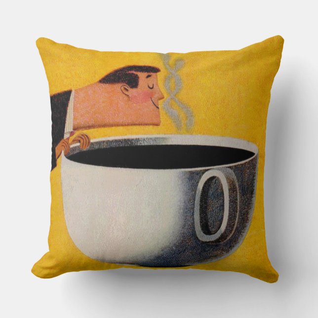 Vintage Coffee Advertisement Throw Pillow (Front)