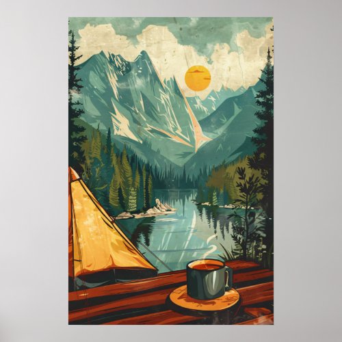 Vintage Coffee and Camping Poster