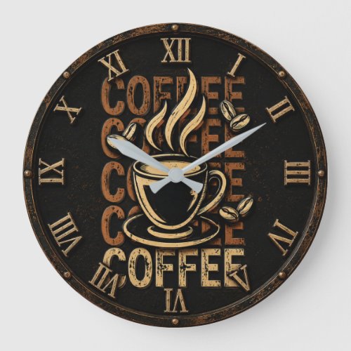 Vintage Coffee Bar Decor Large Clock