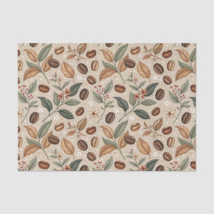 Vintage Coffee Bean Botanical Floral Cafe Pattern Tissue Paper