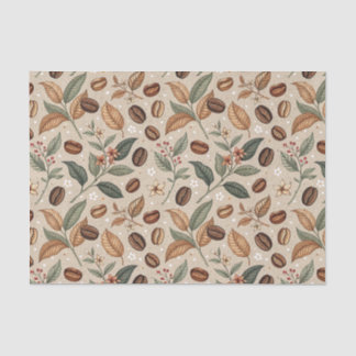 Vintage Coffee Bean Botanical Floral Cafe Pattern Tissue Paper