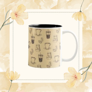 Vintage Coffee Bean Drink Cup Caffeine Pattern Mug