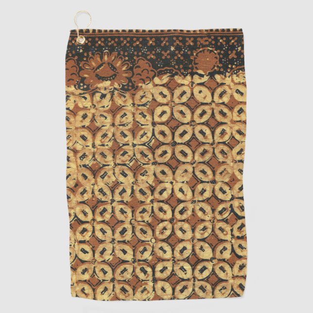 Vintage Coffee Bean Geometric Batik Pattern Golf Towel (Front)
