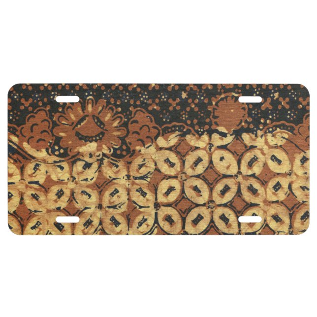 Vintage Coffee Bean Geometric Batik Pattern License Plate (Front)