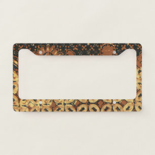 Vintage Coffee Bean Geometric Batik Pattern License Plate Frame