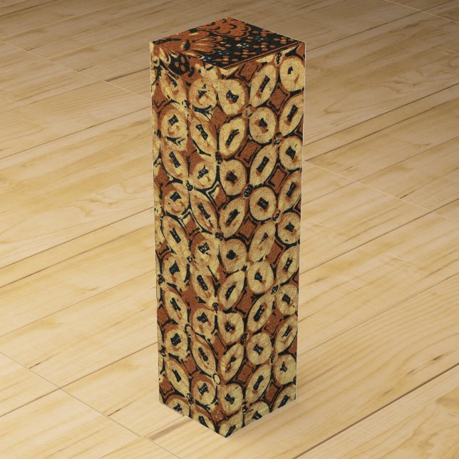 Vintage Coffee Bean Geometric Batik Pattern Wine Box (Front)