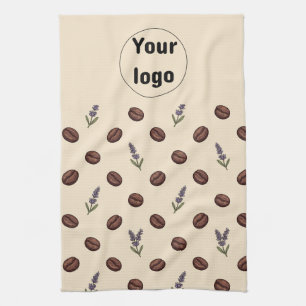 Vintage Coffee Beans and Lavender Seamless Pattern Kitchen Towel