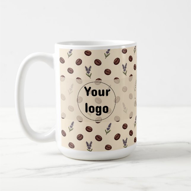 Vintage Coffee Beans and Lavender Seamless Pattern Mug (Left)
