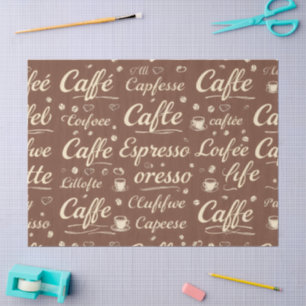 Vintage Coffee Beans & Cup Pattern Tissue Paper –