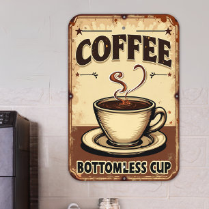 Vintage Coffee Bottomless Cup Metal Sign