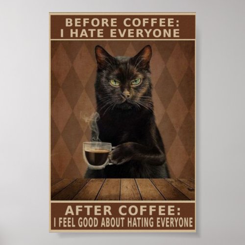 Vintage coffee cat poster