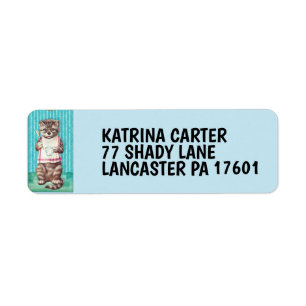 VINTAGE COFFEE CAT RETURN ADDRESS LABELS