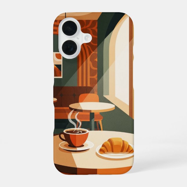 Vintage Coffee & Croissant iPhone Case (Back)