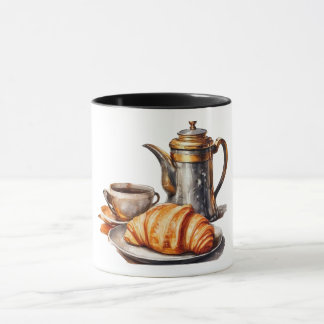 Vintage Coffee & Croissant Mug
