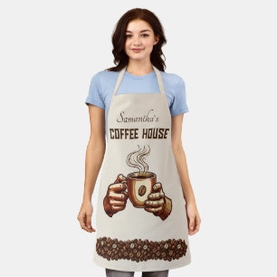 Vintage Coffee Cup Custom Cafe Brand Apron