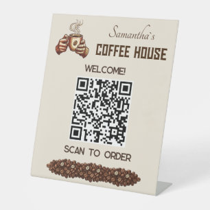 Vintage Coffee Cup Custom Cafe Brand Pedestal Sign