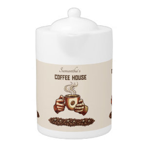 Vintage Coffee Cup Custom Cafe Brand Teapot