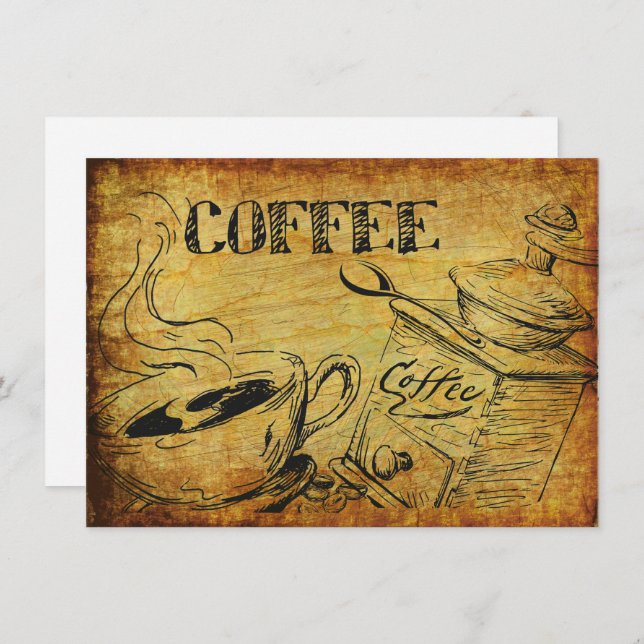 Vintage Coffee Cup Old Fashioned Coffee Grinder (Front/Back)