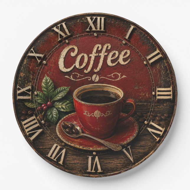 Vintage Coffee Cup  Paper Plates (Front)