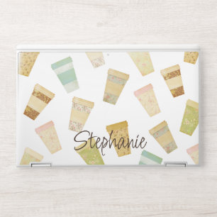Vintage Coffee Cup Pattern HP Laptop Skin