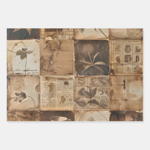 Vintage Coffee Decoupage Heavy Set of 3 Wrapping Paper Sheets
