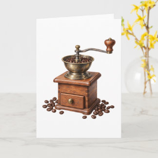 Vintage Coffee Grinder and Beans Card