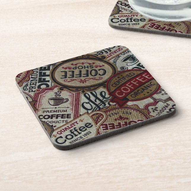 Vintage Coffee Labels Coasters (Left Side)