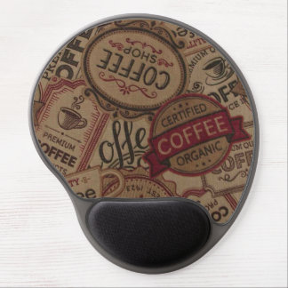 Vintage Coffee Labels Collage Gel Mouse Pad