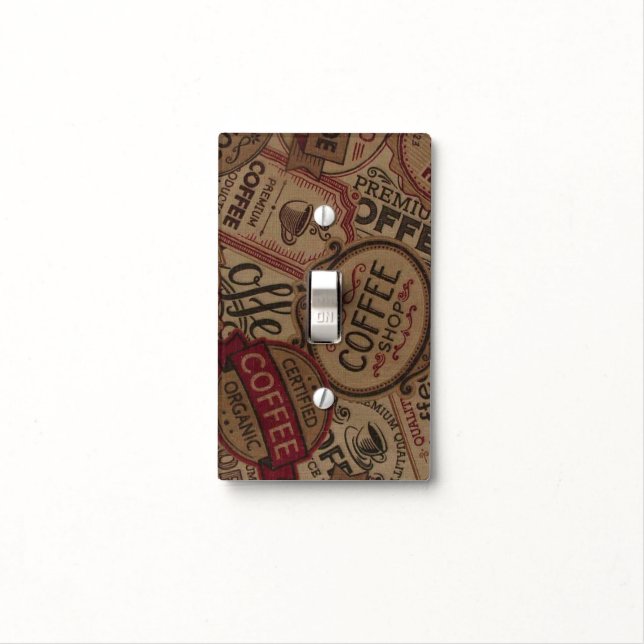 Vintage Coffee Labels Collage Light Switch Cover (In Situ)