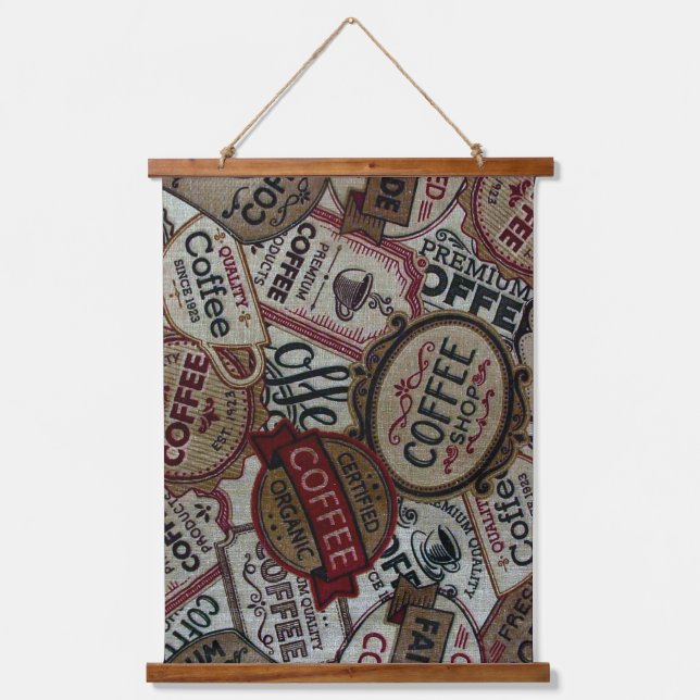 Vintage Coffee Labels Hanging Tapestry (Front)
