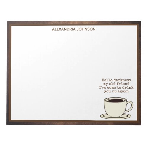 Vintage Coffee Lover Funny Quote Notepad