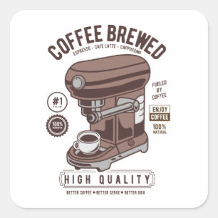 Vintage Coffee Machine Square Sticker