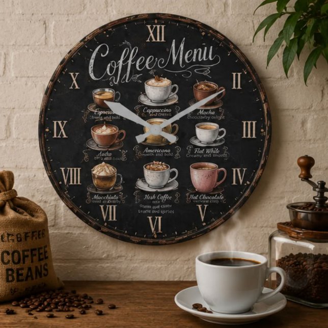 Vintage Coffee Menu Large Clock (Creator Uploaded)