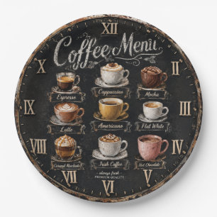 Vintage Coffee Menu Paper Plates