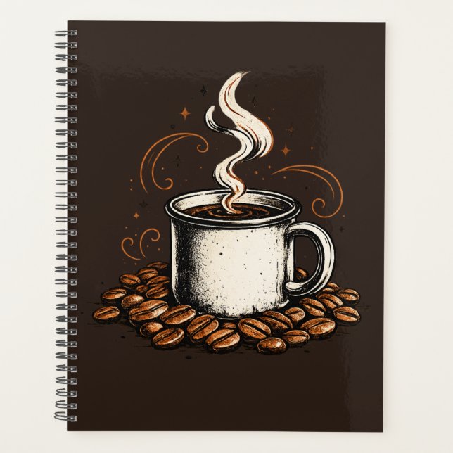Vintage Coffee Mug Notebook | Cozy Coffee Lover Jo (Front)