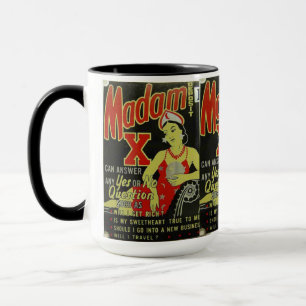VINTAGE COFFEE MUGS - MADAM X PSYCHIC RETRO ART