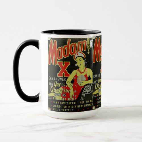 VINTAGE COFFEE MUGS _ MADAM X PSYCHIC RETRO ART