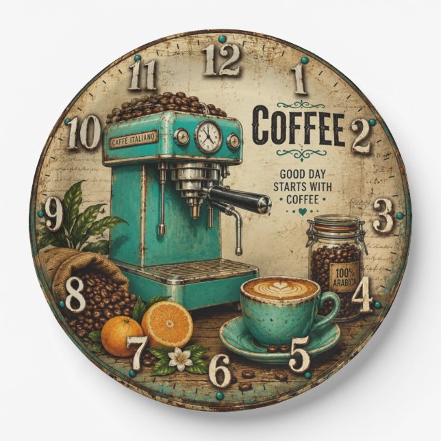 Vintage Coffee Paper Plates (Front)