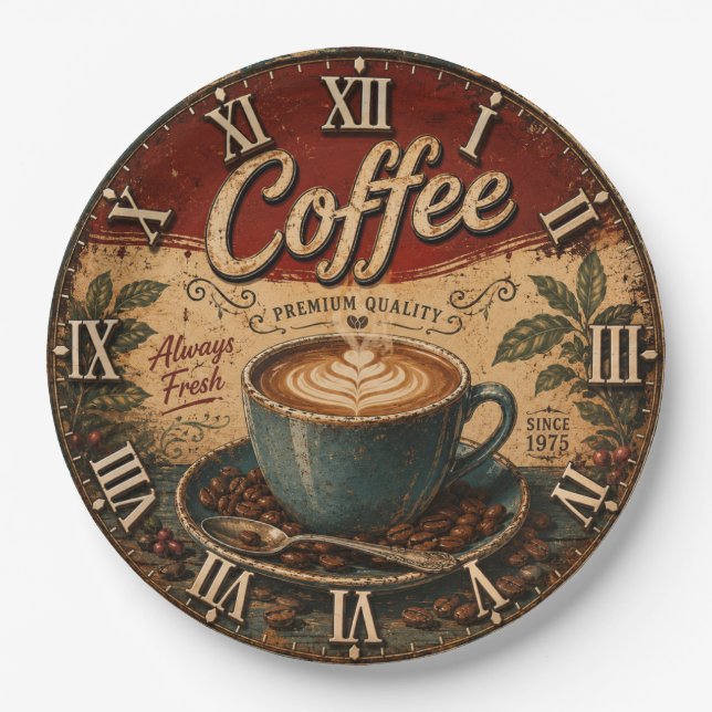 Vintage Coffee  Paper Plates (Front)