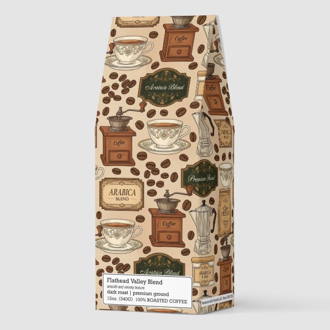 Vintage coffee pattern retro café style (Front)