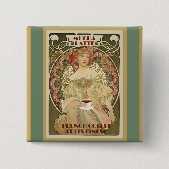 Vintage Coffee Poster Button (Front)