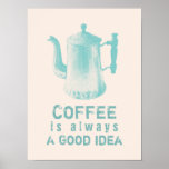 Vintage Coffee Pot Coffee Shop Kitchen Poster at Zazzle